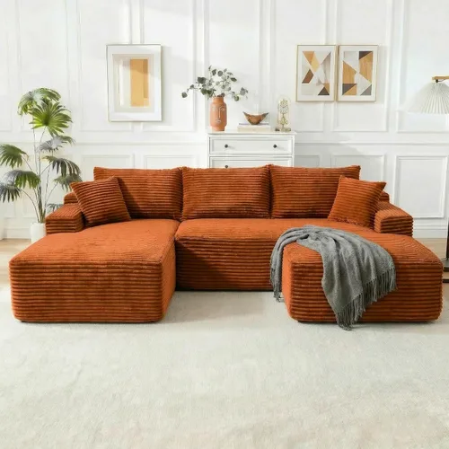 Miniatura 31 de Sofá modular Cloud de 108 pulgadas, moderno sofá deshuesado con otomana móvil, sofá modular de asiento profundo, sofás esquineros de pana para sala