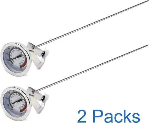 Miniatura 5 de Efeng Termómetro para freidora de pavo de 15 pulgadas con clip para olla (paquete de 2), termómetro de caramelo de 2 pulgadas con clip de acero