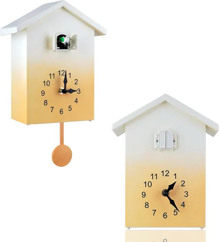 Miniatura 14 de KEYPOWER - Reloj de cuco, reloj de pared de cuco, sonidos de pájaros de cuco o llamada, péndulo de reloj con diseño, casa de pájaros, arte de pared