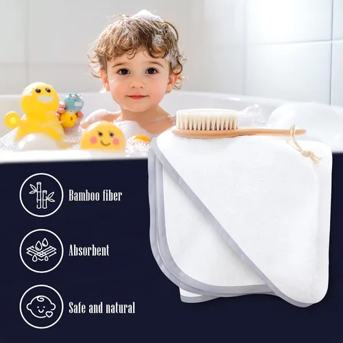 Miniatura 3 de Paquete de 2 toallas de baño para bebé - De rayón hechas de bambú, ultraabsorbentes, toallas con capucha ultrasuaves para niños - Tamaño extra