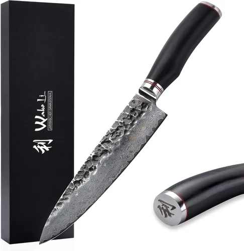 Miniatura 14 de Wakoli EBO BBQ Kiritsuke - Cuchillo de carnicero de damasco de 7.9 pulgadas Acero con núcleo VG10 de 67 capas Mango de madera de roble oscuro