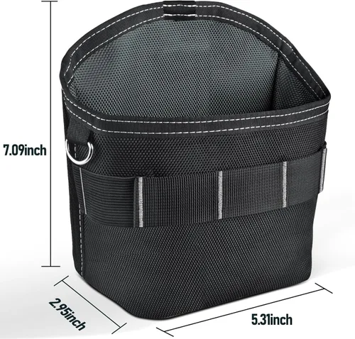 Miniatura 3 de Bolsa de herramientas SOGCASE para clavos y tornillos con clip para cinturón (XL, Negro)