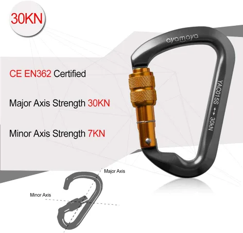 Ayamaya Climbing Carabiners - 3 Pack Screwgate Locking Carabiner 30KN (6744 lbs) Heavy Duty Gears for Rock Climbing, Rappelling, Swing Rescue & Gym,