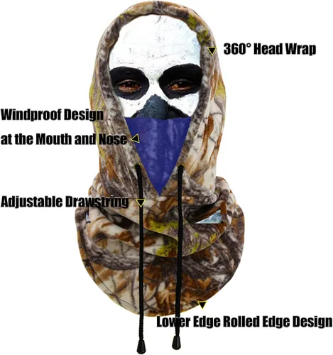 Miniatura 3 de TTJZ Polaina para el cuello, pasamontañas, bufanda y sombrero, máscara de esquí, accesorios para traje Ghillie