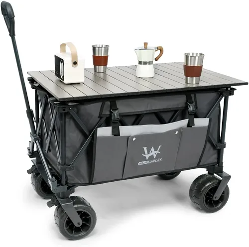 Miniatura 7 de Whitsunday Carro plegable, gran capacidad, 400 libras, ruedas todo terreno, carro utilitario resistente para jardinería, compras, pesca, campamento