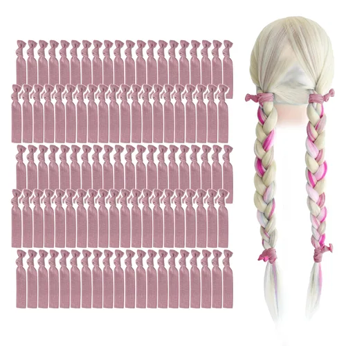 Miniatura 21 de MEEDEE Paquete de 100 lazos para el cabello, color negro, sin pliegues, nudos suaves para mujeres, sin daño, adecuado para colas de caballo, yoga