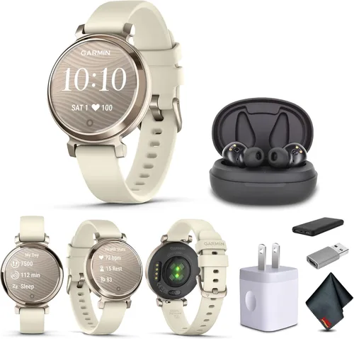 Garmin Lily 2 - Reloj inteligente pequeño y elegante de hasta 5 días de duración de la batería, pantalla oculta, lente modelada, color crema y