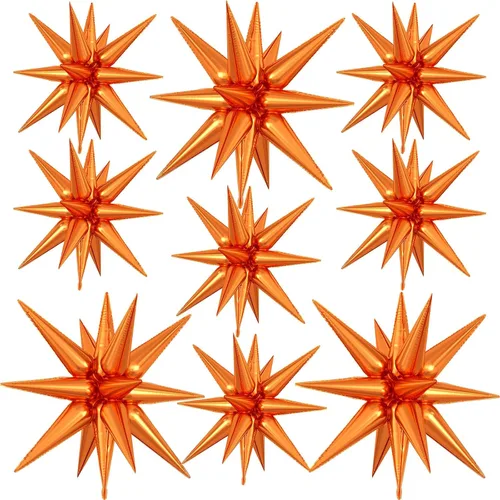 Miniatura 9 de 9 piezas de globos de estrella beige, grandes globos de papel de aluminio en forma de estrella en explosión, globos de Mylar en punta color crema
