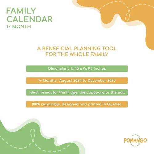 Miniatura 3 de POMANGO Calendario familiar 2026 en inglés Planificador familiar de 17 meses: agosto de 2025 a diciembre de 2026 15 x 19 pulgadas - Tira
