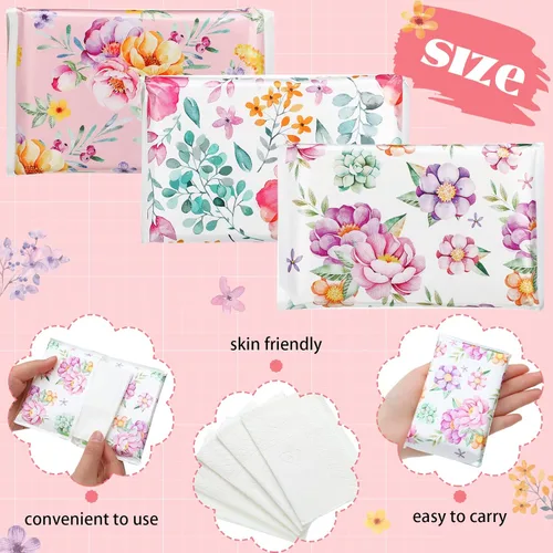 Miniatura 3 de 24 paquetes de pañuelos de bolsillo tamaño viaje, paquetes delgados de 3 capas de bolsillo de tamaño monedero, pañuelos para viajes, bodas, Hermosas
