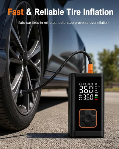Miniatura 2 de Compresor de aire portátil para inflador de neumáticos: Bomba de aire inalámbrica de 150 PSI con batería de 4000 mAh, indicador digital de apagado