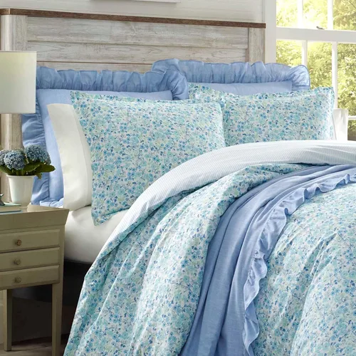 Miniatura 4 de Laura Ashley - Juego de funda de edredón tamaño individual, ropa de cama reversible de algodón con funda a juego, ropa de cama de algodón ligero