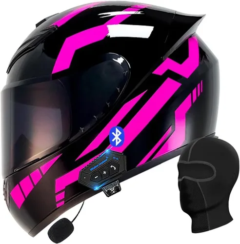 Casco de cara completa con Bluetooth para motocicleta, casco Bluetooth integrado, casco abatible de cara completa aprobado por DOT/ECE, múltiples K