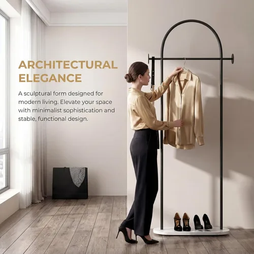 Miniatura 2 de Percheros de ropa negros, perchero industrial moderno con estante, perchero independiente resistente, soporte de metal con ganchos para oficina