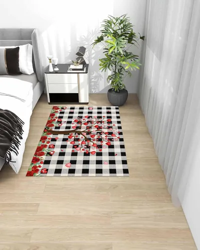 Miniatura 4 de Alfombra de área para interiores de 3 x 5 pies, alfombra antideslizante para el día de San Valentín para habitación de los niños, árbol de amor