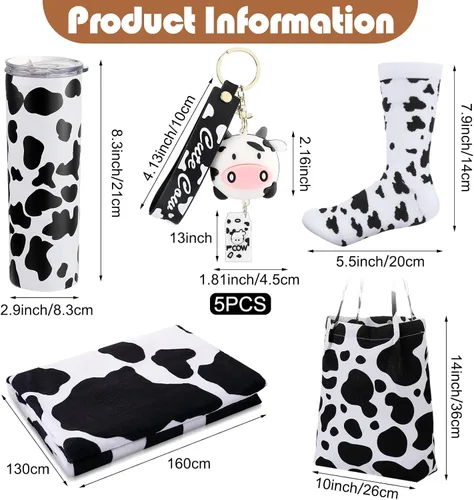 Miniatura 2 de Yaomiao Juego de 5 Piezas de Regalos de Vaca para Mujeres: Vaso Térmico de Acero Inoxidable con Patrón de Vaca de 20 oz con Tapa, Pajita, Bolsa
