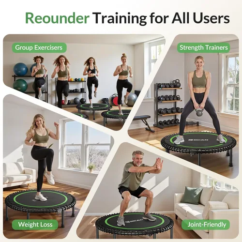 Miniatura 5 de BCAN 450/550LBS Mini Rebounder Trampoline for Adults, 40"/48" Foldable Fitness Trampoline with Bungees, Quiet & Stable Exercise Trampoline 40-verde