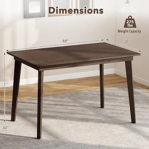 Miniatura 3 de Giantex Mesa de comedor para 4, mesa de cocina rectangular de madera de 48 pulgadas con patas de madera de goma maciza, mesa de comedor moderna