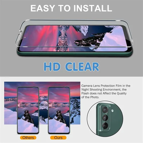 Miniatura 7 de Protector de pantalla (paquete de 3) para Samsung Galaxy S22 5G, vidrio templado 9H, compatible con huellas dactilares ultrasónicas, transparente