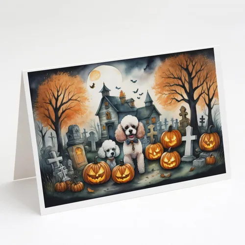 Miniatura 25 de Caroline's Treasures DAC2018GCA7P - Tarjetas de felicitación y sobres de Halloween espeluznantes de Border Collie, paquete de 8 tarjetas en blanco