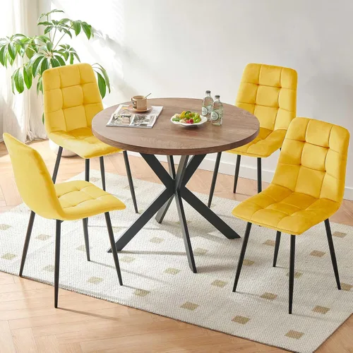 Miniatura 22 de Homedot Juego de mesa de comedor para 2, mesa de cocina de 3 piezas, juego de sillas de comedor redondas y negras para espacios pequeños, juego