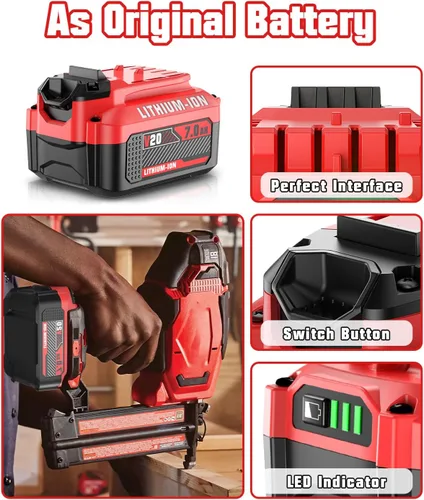 Miniatura 6 de Bonadget Nuevo 2PACK de 7.0Ah para batería de 20V Craftsman para batería V20 Craftsman CMCB205 CMCB202 CMCB204 CMCB206 Reemplazo de batería