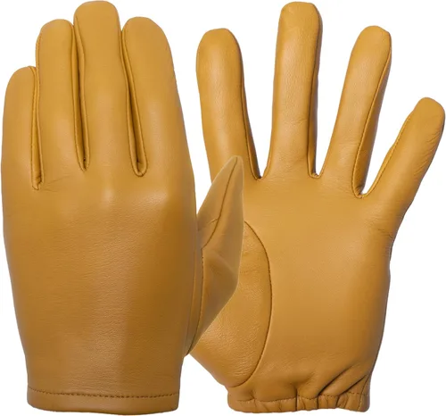 Guantes Patrol-X para hombre (100% cuero Cabretta) para conducción táctica de policía, tiros y conducción en motocicleta (finos y sin forro)