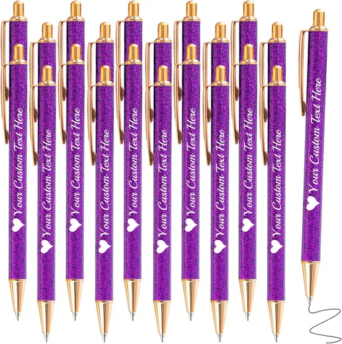 Miniatura 21 de Hasta 100 bolígrafos personalizados a granel con nombre, bolígrafo con purpurina personalizable, logotipo de negocios, mensaje de texto, regalo