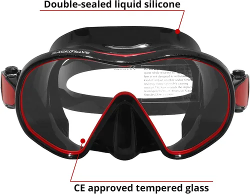 Miniatura 3 de HydroSeal - Máscara de buceo, 1 ventana, vista panorámica amplia, vidrio templado antivaho - Máscara de buceo, máscara de buceo, máscara