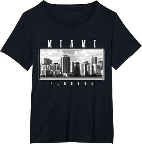 Miniatura 22 de Miami Skyline Florida Pride Vintage Miami Camiseta, Negro