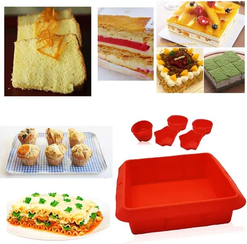 Miniatura 3 de Molde cuadrado de silicona de 8 x 8 pulgadas para hornear, lasaña para asar, utensilios de silicona para hornear brownies, 10 moldes de pastelería