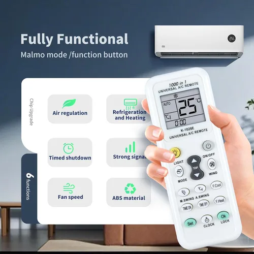 Miniatura 4 de K-1028E - Control remoto universal de repuesto de CA para aire acondicionado Haier/LG/Sharp/Gree/Midea/Hitachi/Panasonic/Bosch/Toshiba/Sanyo, 1000