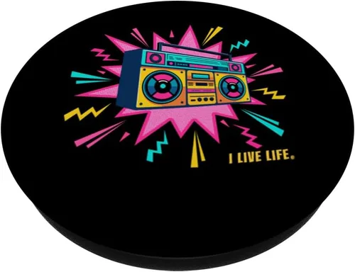 Miniatura 2 de PopGrip adhesivo retro de los años 90, estilo Boombox Radio de los años noventa, estilo vintage, I Live Life PopSockets