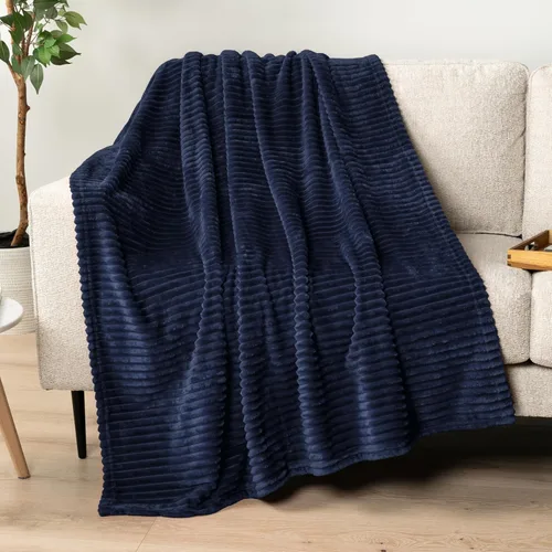 Miniatura 32 de PAVILIA Manta de forro polar súper suave, manta de franela de felpa mullida, cálida y acogedora manta de microfibra acanalada para sofá o cama, Negro