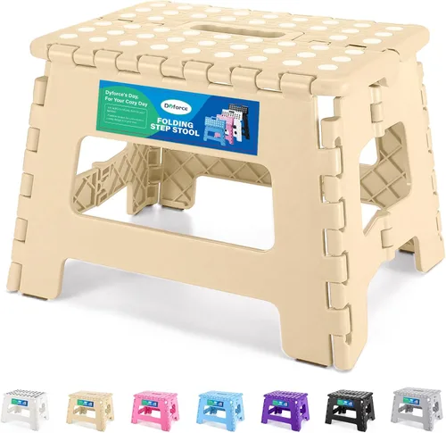 Miniatura 11 de Dyforce Taburete plegable de 16 pulgadas, capacidad de 400 libras, taburete plegable de plástico resistente para adultos, taburete con asa, fácil