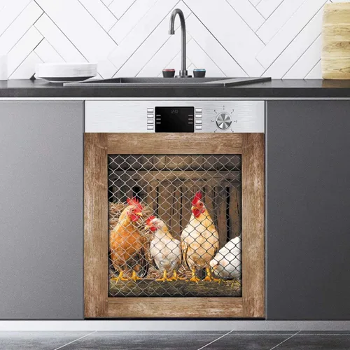 Miniatura 3 de Awak Adhesivo magnético para decoración de cocina, gallo para lavavajillas, diseño de pollo campestre, nevera, puerta de refrigerador, calcomanías