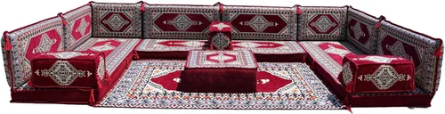 Miniatura 46 de arabicsofa Cojines de piso árabe en forma de U – Sofá tradicional Majlis con sofá otomano