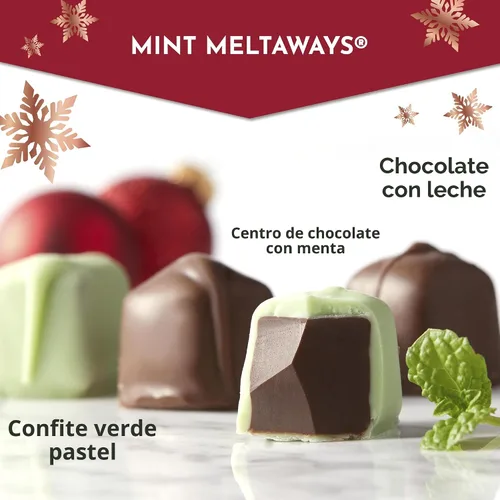 Miniatura 4 de Fannie May Mint Meltaway, caramelo de chocolate de menta con revestimiento pastel de chocolate con leche, caja de regalo de chocolate navideño, 11.5