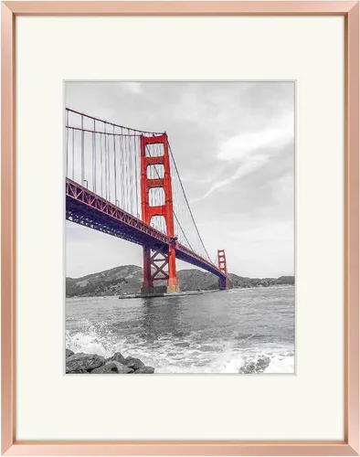 Miniatura 60 de Frametory, Portarretratos de metal de 16 x 24 pulgadas con paspartú para fotos de 12 x 18 pulgadas y vidrio real, colección de marcos de fotos