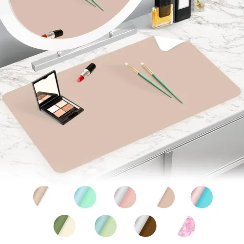 Miniatura 25 de Alfombrilla de maquillaje para tocador para proteger la parte superior del escritorio de 23.6 x 11.8 pulgadas, tapete de maquillaje de doble cara