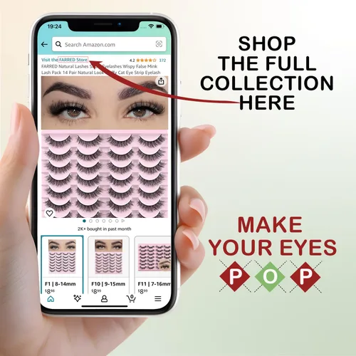 Miniatura 6 de FARRED Pestañas naturales, pestañas postizas de ojo de gato, pestañas postizas esponjosas de aspecto natural, 14 pares de pestañas cortas