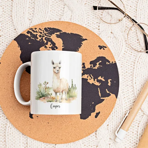 Miniatura 2 de Taza de café personalizada con loro en un bosque tropical, tazas personalizadas de animales, taza con nombre personalizado para cumpleaños