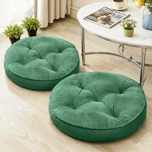 Miniatura 12 de 1 MIDDLE ONE Juego de 2 cojines de piso, cojín de meditación de espuma con memoria, cojines de piso para adultos sentados, cojines de asiento Azul