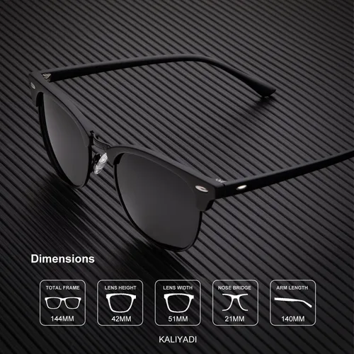 Miniatura 3 de KALIYADI - Gafas de sol polarizadas para hombres y mujeres unisex, marco semirretráctil, estilo retro, para conducir, con bloqueo UV
