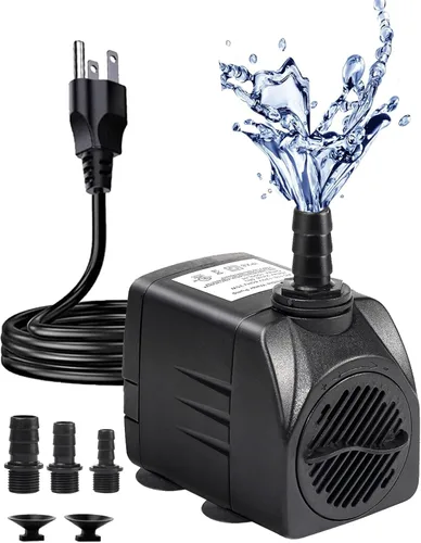 Miniatura 8 de Bomba de fuente, bomba de agua sumergible de 400 GPH para exteriores, bomba de fuente de agua ultra silenciosa con elevación de 6.5 pies, 3