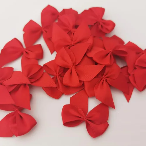 Miniatura 8 de 50 piezas mini lazos de cinta de satén de 1.6 pulgadas para manualidades, pequeños lazos rojos para decoración de Navidad Embalishement (1.6"-Rojo)