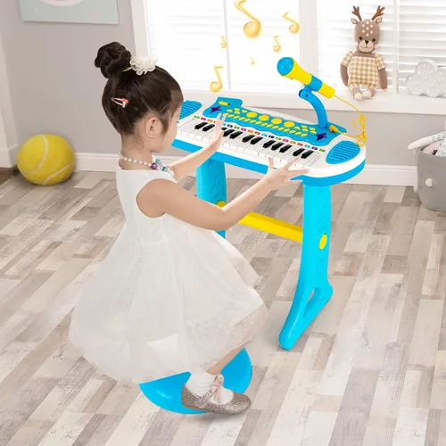 Miniatura 8 de Costzon Juguete de teclado de piano de 24 teclas para niños, instrumento musical electrónico para niños pequeños, juguete educativo con micrófono