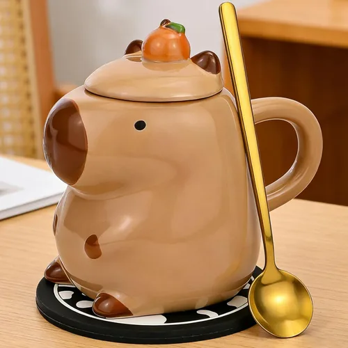 Miniatura 14 de Disoza Taza de Gato con Tapa Regalo de Gato Taza de Té de Cerámica con Cuchara Taza de Té de Café 400 ML Taza de Navidad Regalo de Cumpleaños