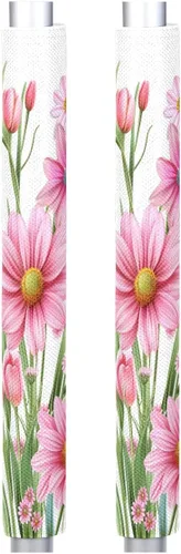 Miniatura 23 de Pardick Juego de 2 cubiertas para manija de puerta de refrigerador, diseño de hoja de limón amarillo lavable, protector decorativo para manija