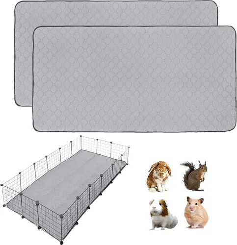 Miniatura 18 de Paquete de 2 forros para jaula de cobayas LWYMX, 24'' X 48'', almohadillas lavables para orina de cobayas, alfombrilla antideslizante reutilizable
